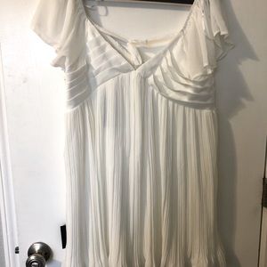 Lulu’s Amalfi Coast White Pleated Flutter Mini Dress